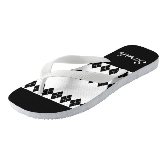 Diamond Black White - aangepast Teenslippers (Schuin)