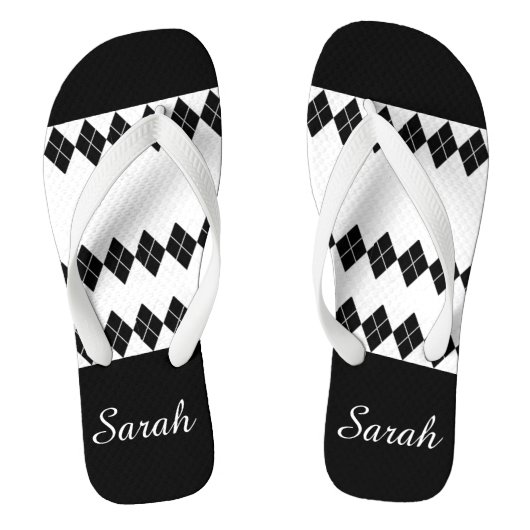 Diamond Black White - aangepast Teenslippers (Voetbed)