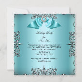 Diamond Blauwgroen Blue Bow Silver Elegant Birthda Kaart (Achterkant)