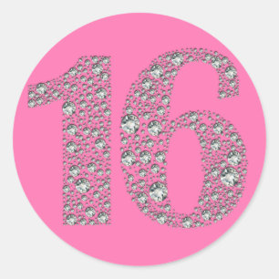 Diamond Bling 16 16e verjaardag Favor Ronde Sticker