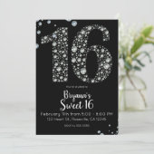 Diamond Bling 16 16e verjaardag Foto Kaart (Staand voorkant)