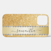Diamond Bling Glitter Calligrafie Naam Roze Goud  Case-Mate iPhone Case (Achterkant (horizontaal))