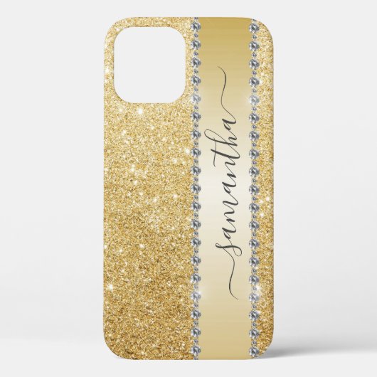 Diamond Bling Glitter Calligrafie Naam Roze Goud  Case-Mate iPhone Case (Achterkant)