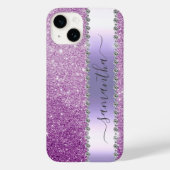 Diamond Bling Glitter Calligrafie Name Paars Case-Mate iPhone Case (Achterkant)