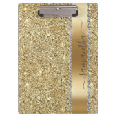 Diamond Bling Glitter Calligrafie Name Yellow Gold Klembord (Voorkant)