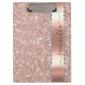 Diamond Bling Glitter Calligraphy Naam Roze Goud Klembord (Voorkant)