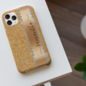 Diamond Bling Glitter Calligraphy Name Copper Case-Mate iPhone Case