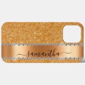 Diamond Bling Glitter Calligraphy Name Copper Case-Mate iPhone Case (Achterkant (horizontaal))