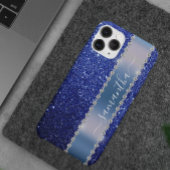 Diamond Bling Glitter Calligraphy Name Navy Blue Case-Mate iPhone Case