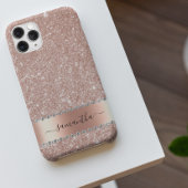 Diamond Bling Glitter Calligraphy Name Roos Gold Case-Mate iPhone Case