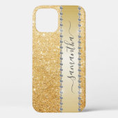 Diamond Bling Glitter Calligraphy Name Roos Gold Case-Mate iPhone Case (Achterkant)