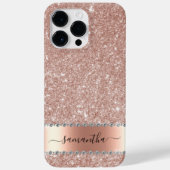 Diamond Bling Glitter Calligraphy Name Roos Gold Case-Mate iPhone Case (Achterkant)