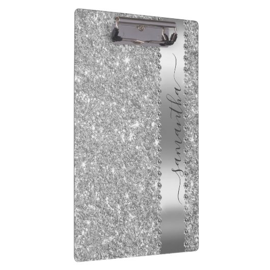 Diamond Bling Glitter Calligraphy Name Roos Gold Klembord (Rechts)