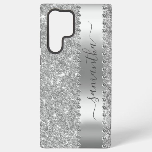 Diamond Bling Glitter Calligraphy Name Roos Gold Samsung Galaxy Hoesje (Achterkant)