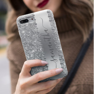 Diamond Bling Glitter Calligraphy Name Roos Gold Samsung Galaxy Hoesje