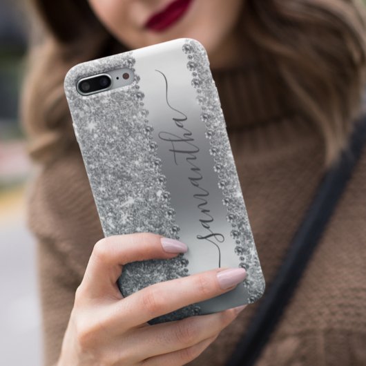 Diamond Bling Glitter Calligraphy Name Roos Gold Samsung Galaxy Hoesje