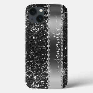 Diamond Bling Glitter Kijk 's nachts zwart Case-Mate iPhone Case