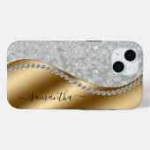Diamond Bling Gold Metal Gepersonaliseerd script Case-Mate iPhone Case (Achterkant (horizontaal))