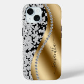 Diamond Bling Gold Metal Personalized Script Case-Mate iPhone Case (Achterkant)