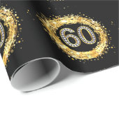Diamond Bling Number 60 Glitter Confetti | goud Cadeaupapier (Rol Hoek)