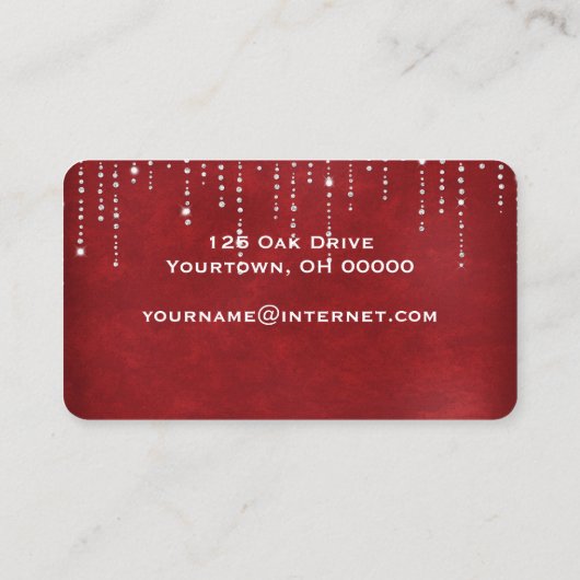 Diamond Bling op rood Visitekaartje (Achterkant)