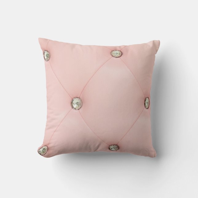 Diamond Bling Pink Monogram Throw Coulow Kussen (Voorkant)