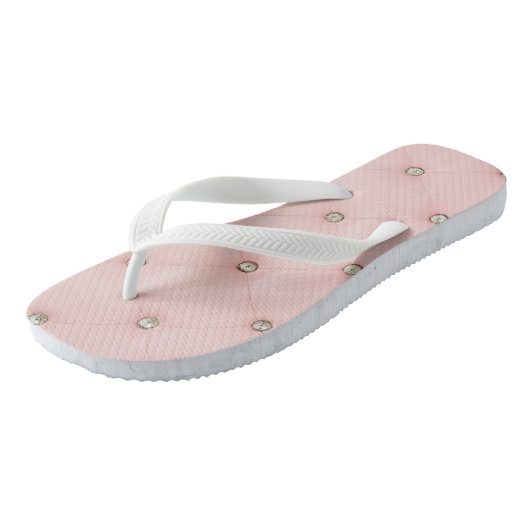 Diamond Bling Pink Tufed Leather Flipflop Sandalen Teenslippers (Schuin)