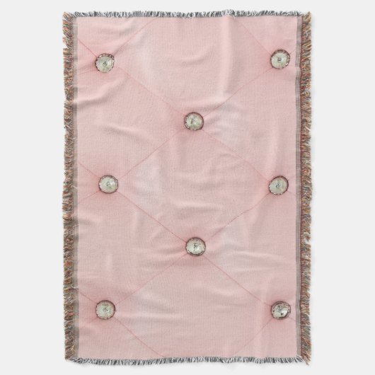 Diamond Bling Pink Tufed Leather Throw Blanket Deken (Voorkant Verticaal)