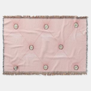 Diamond Bling Pink Tufed Leather Throw Blanket Deken