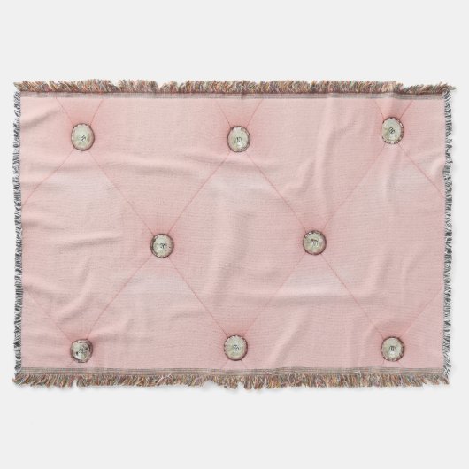 Diamond Bling Pink Tufed Leather Throw Blanket Deken (Voorkant)