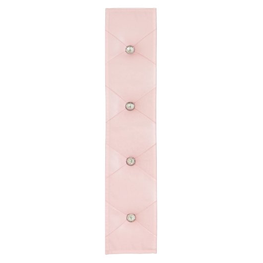 Diamond Bling Pink Tufted Leather Table Runner Korte Tafelloper (Voorkant)