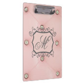Diamond Bling Pink Tufted Monogram Clip Board Klembord (Rechts)