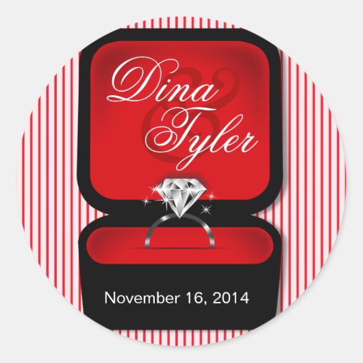 Diamond Bling Ring Box rood Ronde Sticker (Voorkant)