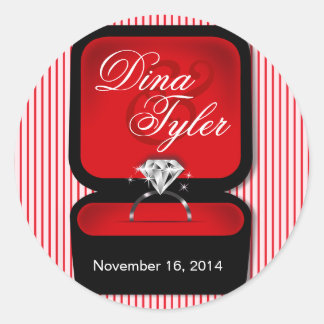 Diamond Bling Ring Box rood Ronde Sticker