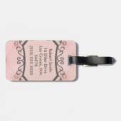 Diamond Bling Roze Getuft Monogram Bagagelabel (Achterkant horizontaal)