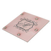 Diamond Bling Roze Getuft Monogram Display Tegel Tegeltje (Zijkant)