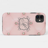 Diamond Bling Roze Getuft Monogram IPHONE 5 Hoesje (Achterkant (horizontaal))