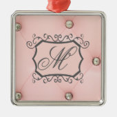 Diamond Bling Roze Getuft Monogram Ornament (Voorkant)