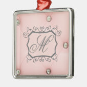 Diamond Bling Roze Getuft Monogram Ornament (Links)