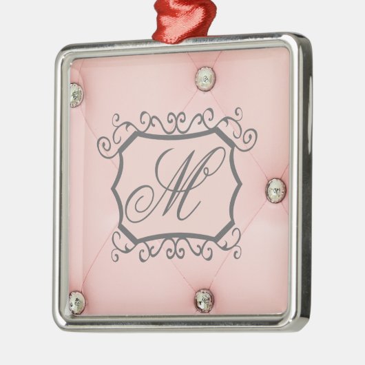 Diamond Bling Roze Getuft Monogram Ornament (Links)