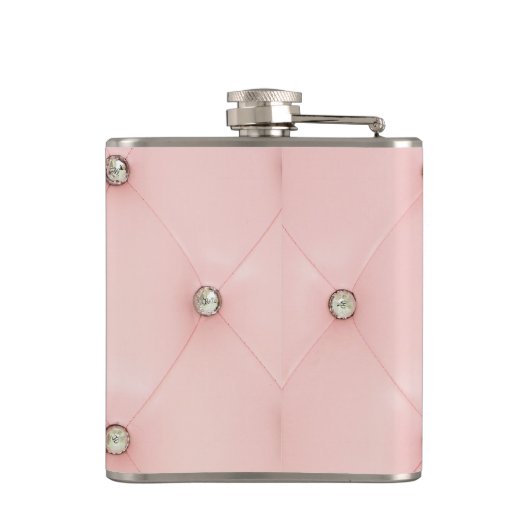 Diamond Bling Roze Getuft Monogram Whiskey Flask Heupfles (Achterkant)