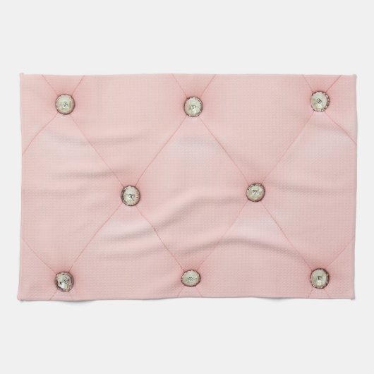 Diamond Bling Roze Tufted Keuken Dish Handdoek (Horizontaal)