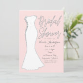 Diamond Bling Trouwjurk Roze Bruiloft Kaart (Staand voorkant)