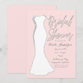Diamond Bling Trouwjurk Roze Bruiloft Kaart (Voorkant / Achterkant)