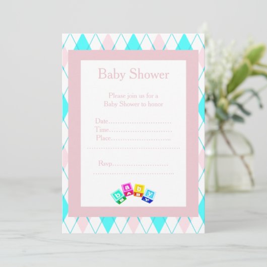 Diamond Blocks baby shower-uitnodiging Kaart (Staand voorkant)