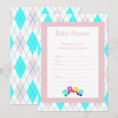 Diamond Blocks baby shower-uitnodiging Kaart (Voorkant / Achterkant)