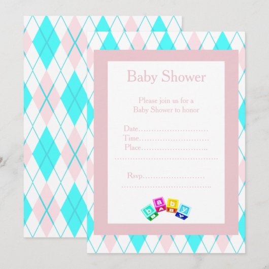 Diamond Blocks baby shower-uitnodiging Kaart (Voorkant / Achterkant)