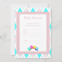 Diamond Blocks baby shower-uitnodiging