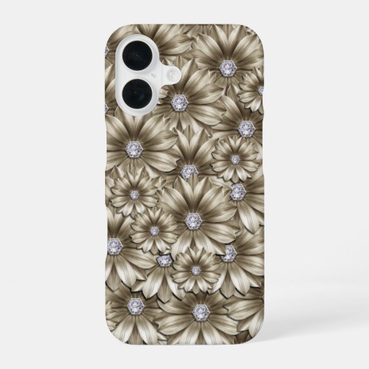 Diamond Bloemen Edelsteen iPhone Hoesje iPhone 16 Hoesje (Achterkant)