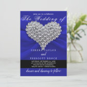 Diamond Blue Elegant Calligraphy Beauful Wedding Kaart (Staand voorkant)